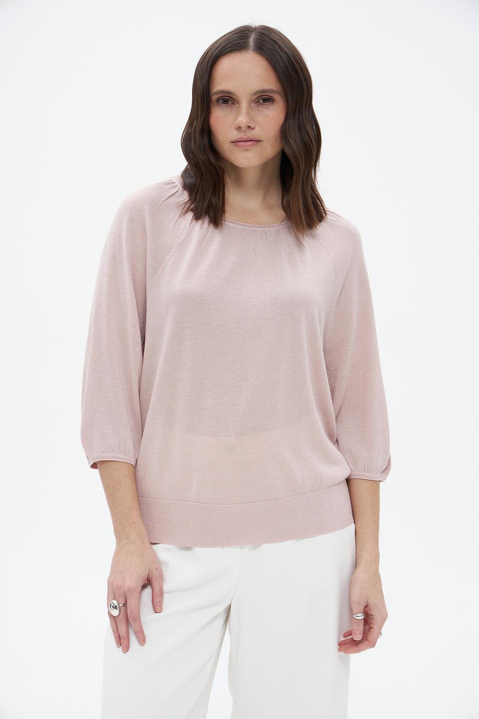 Пуловер Bianca с рукавом 3/4 пудровый