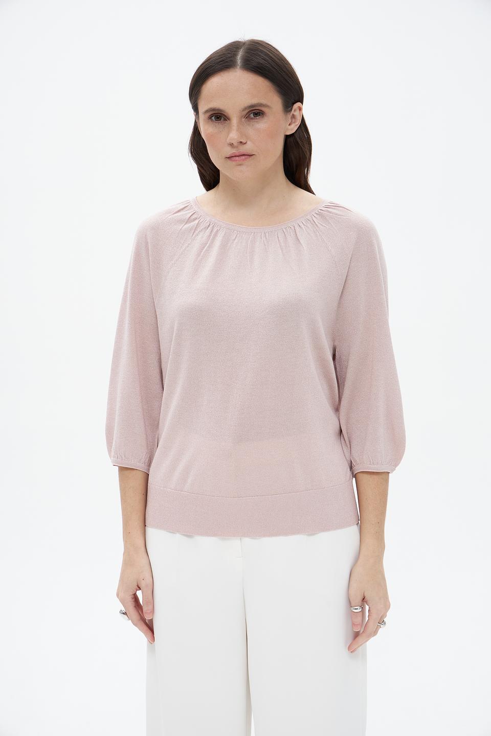 Пуловер Bianca с рукавом 3/4 пудровый