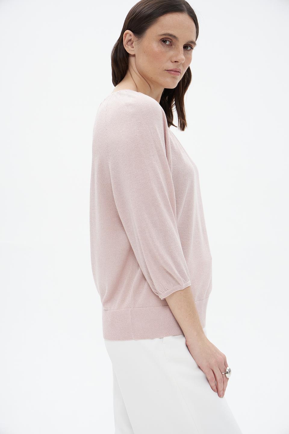 Пуловер Bianca с рукавом 3/4 пудровый