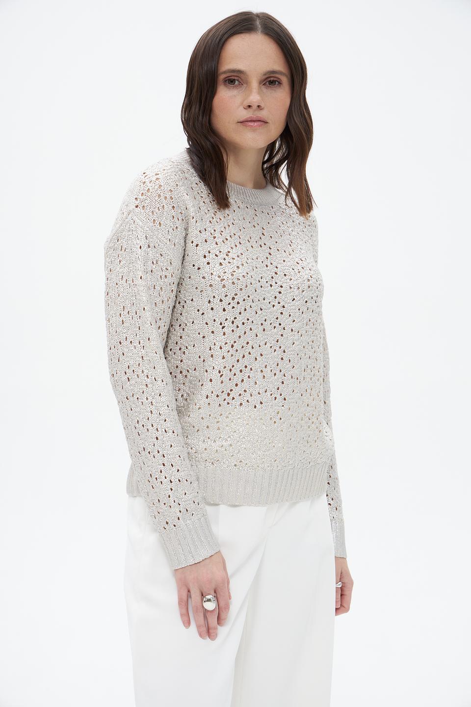Пуловер Lecomte ажурный бежевый