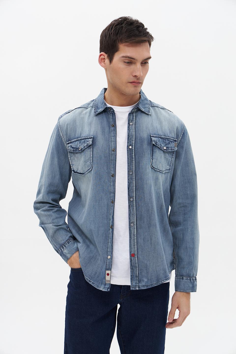 Рубашка Time Zone джинсовая голубая