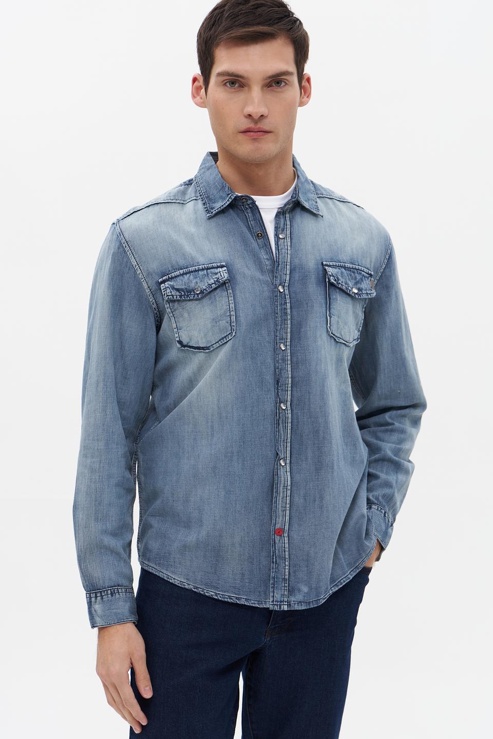 Рубашка Time Zone джинсовая голубая