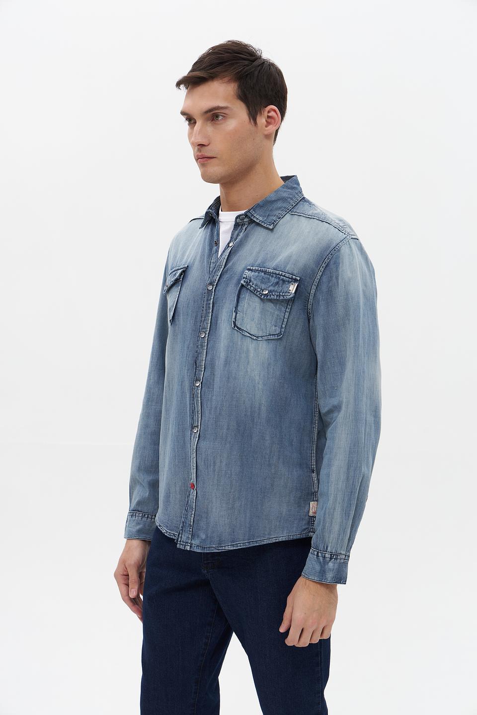 Рубашка Time Zone джинсовая голубая