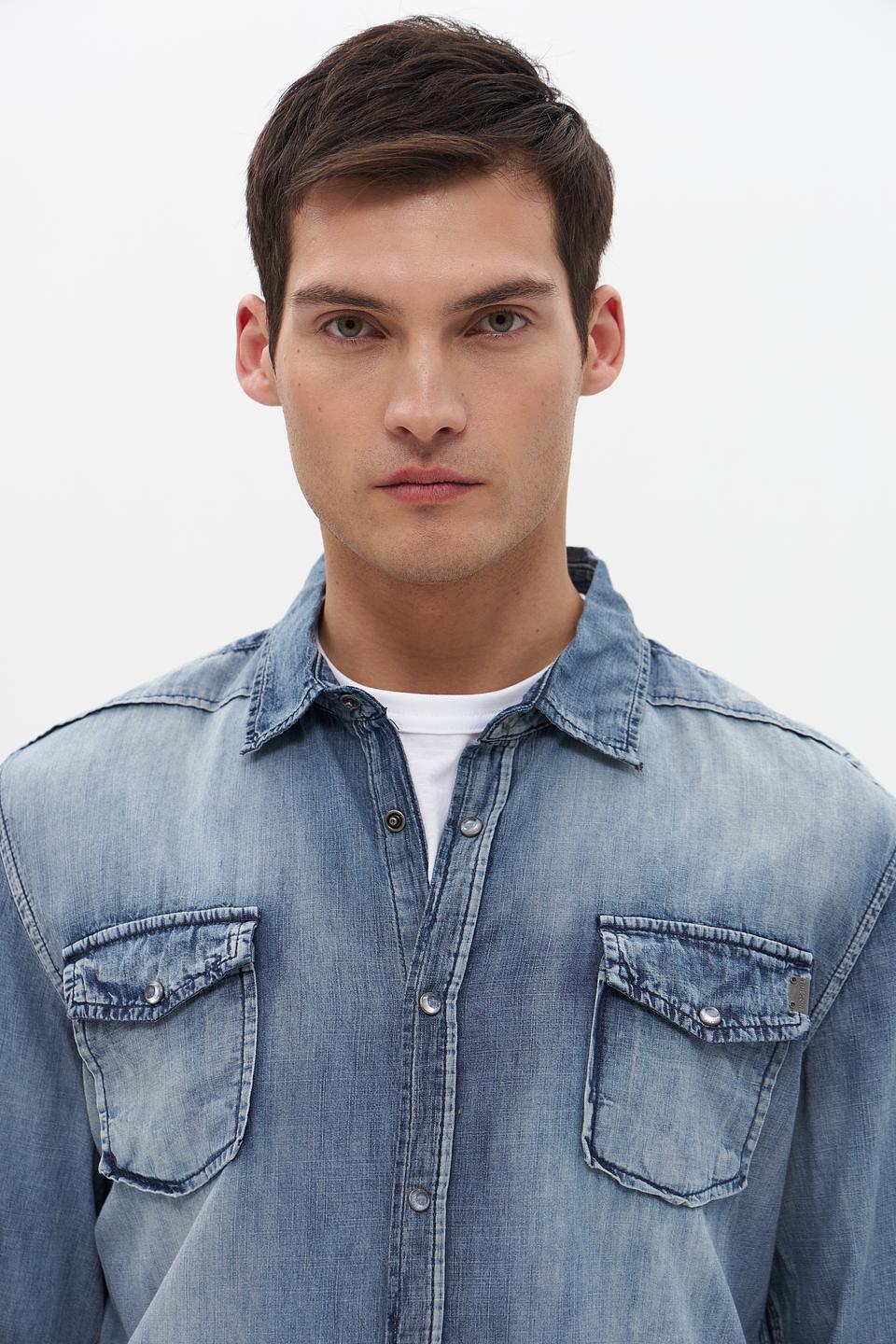 Рубашка Time Zone джинсовая голубая