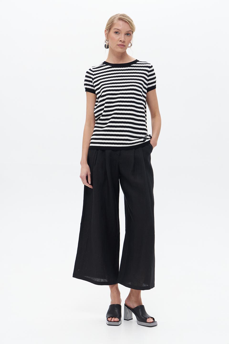 Пуловер UNQ в полоску чёрно-белый