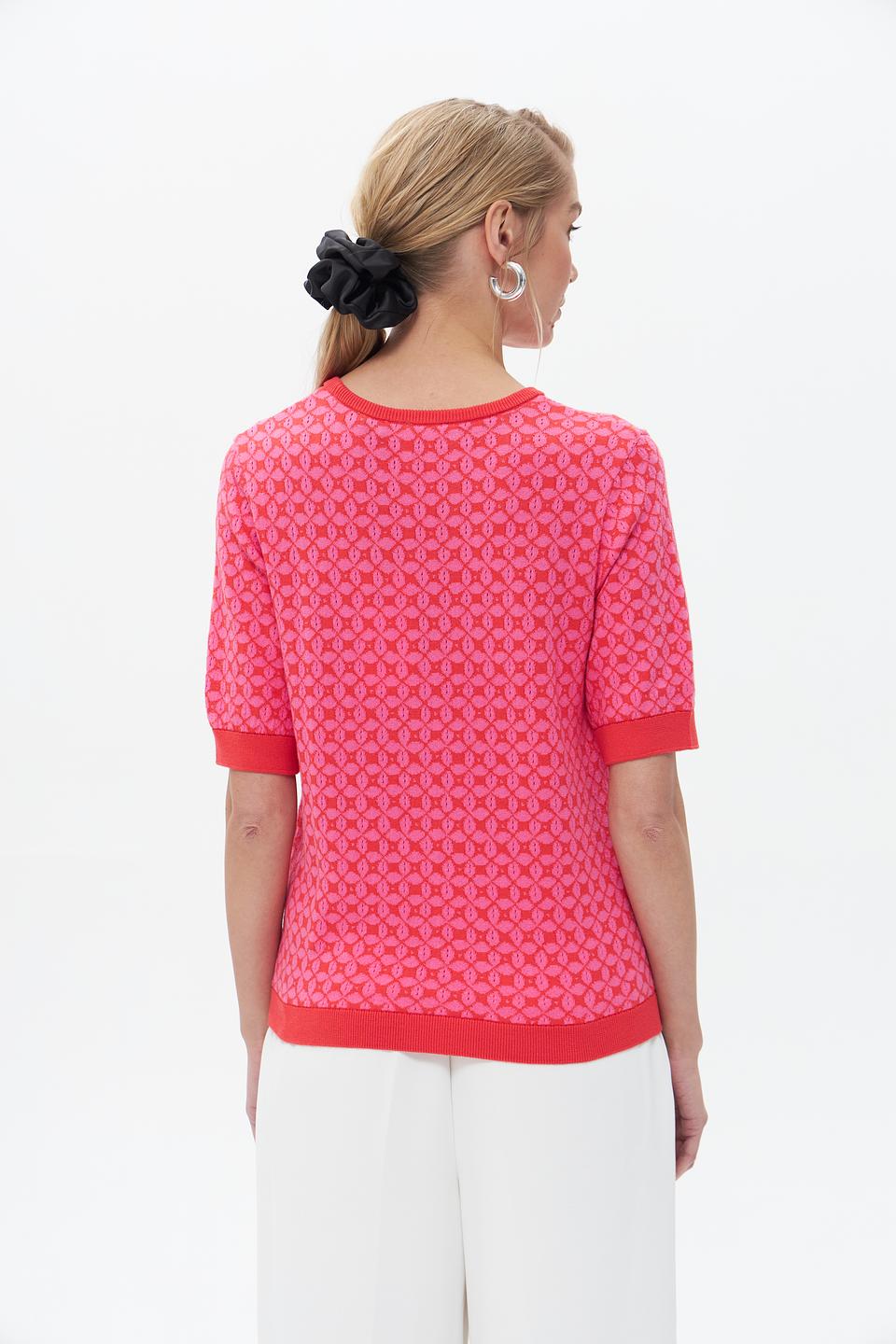 Пуловер Gerry Weber розовый с рисунком хлопок