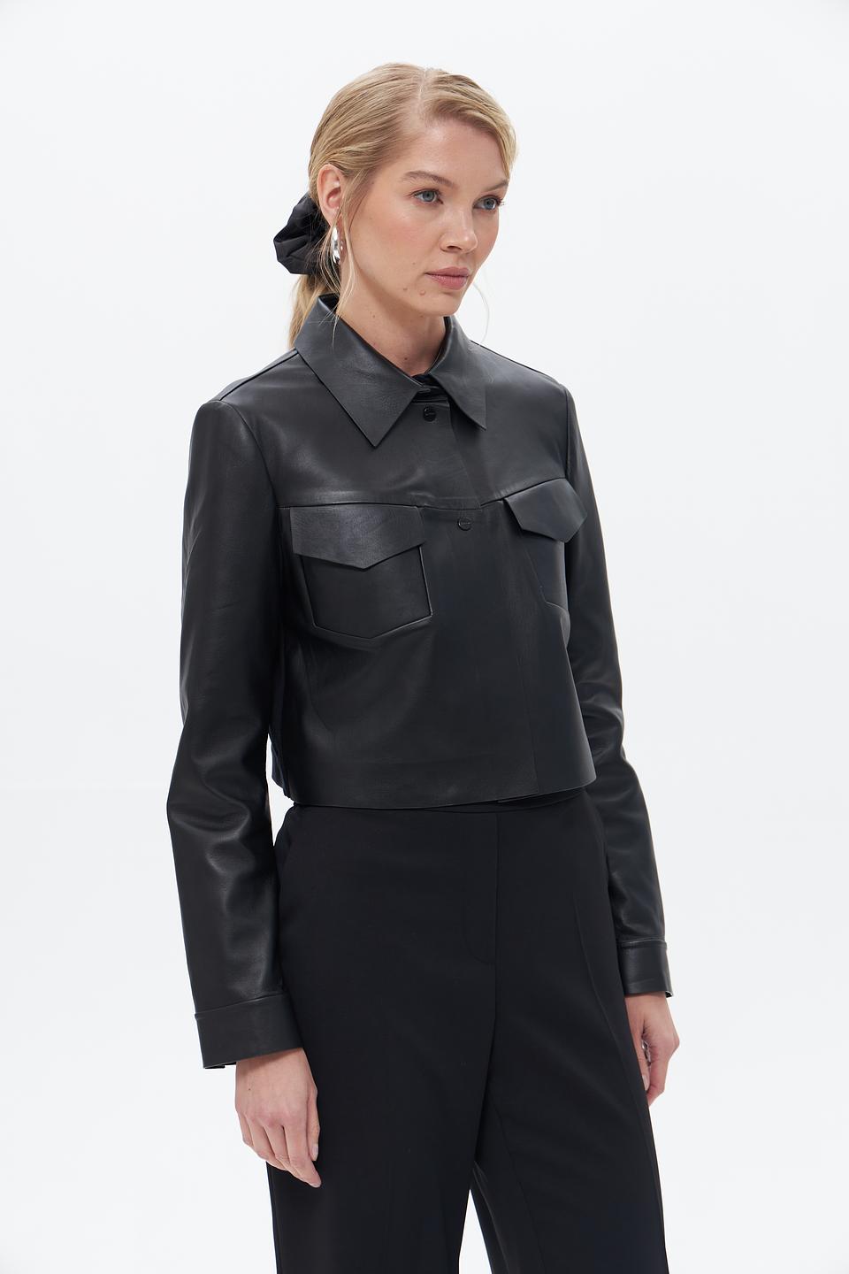 Жакет Marc Cain кожаный чёрный