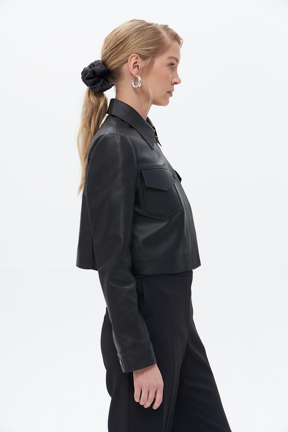 Жакет Marc Cain кожаный чёрный