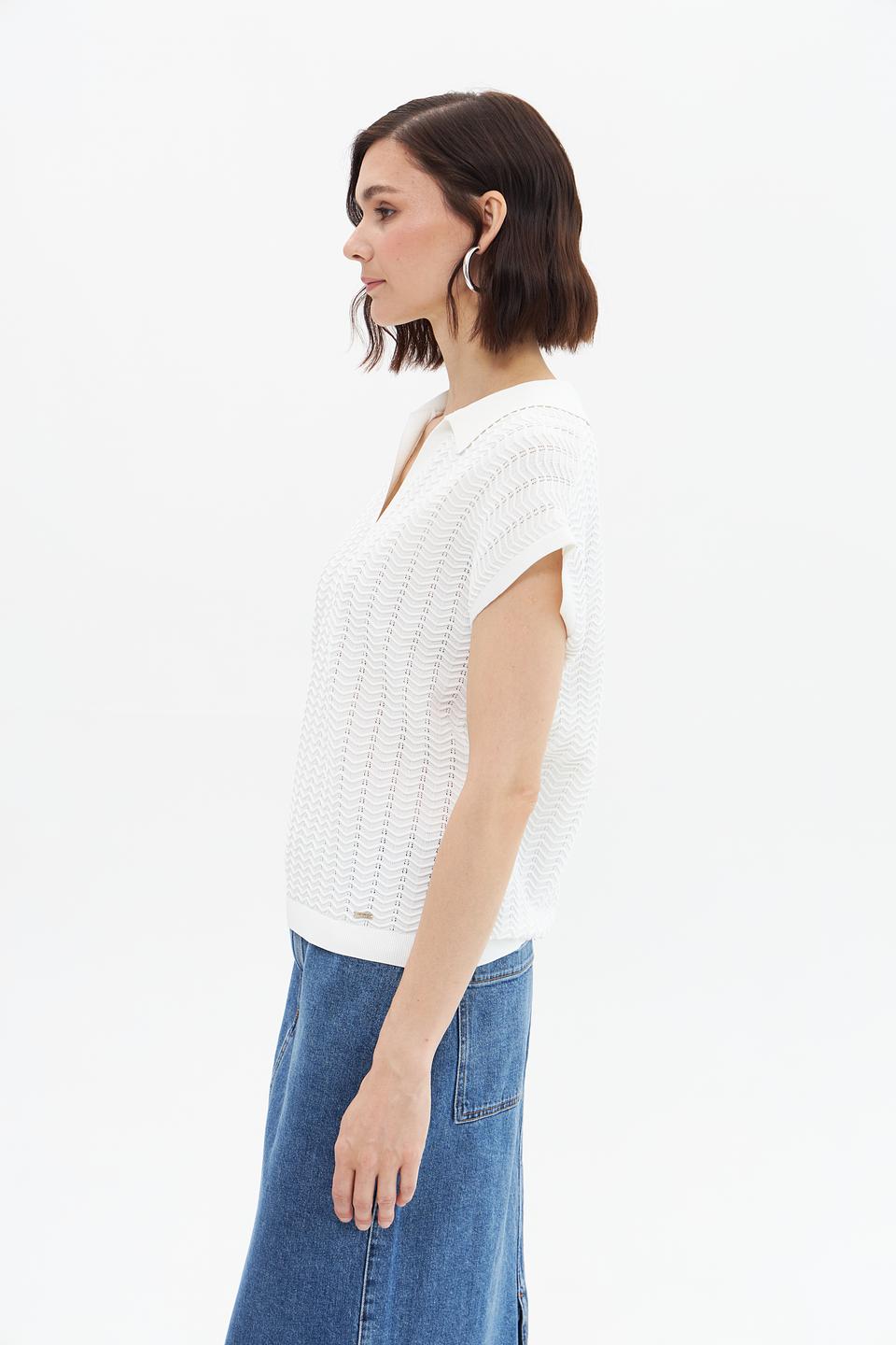 Пуловер Cinque с воротником-поло белый