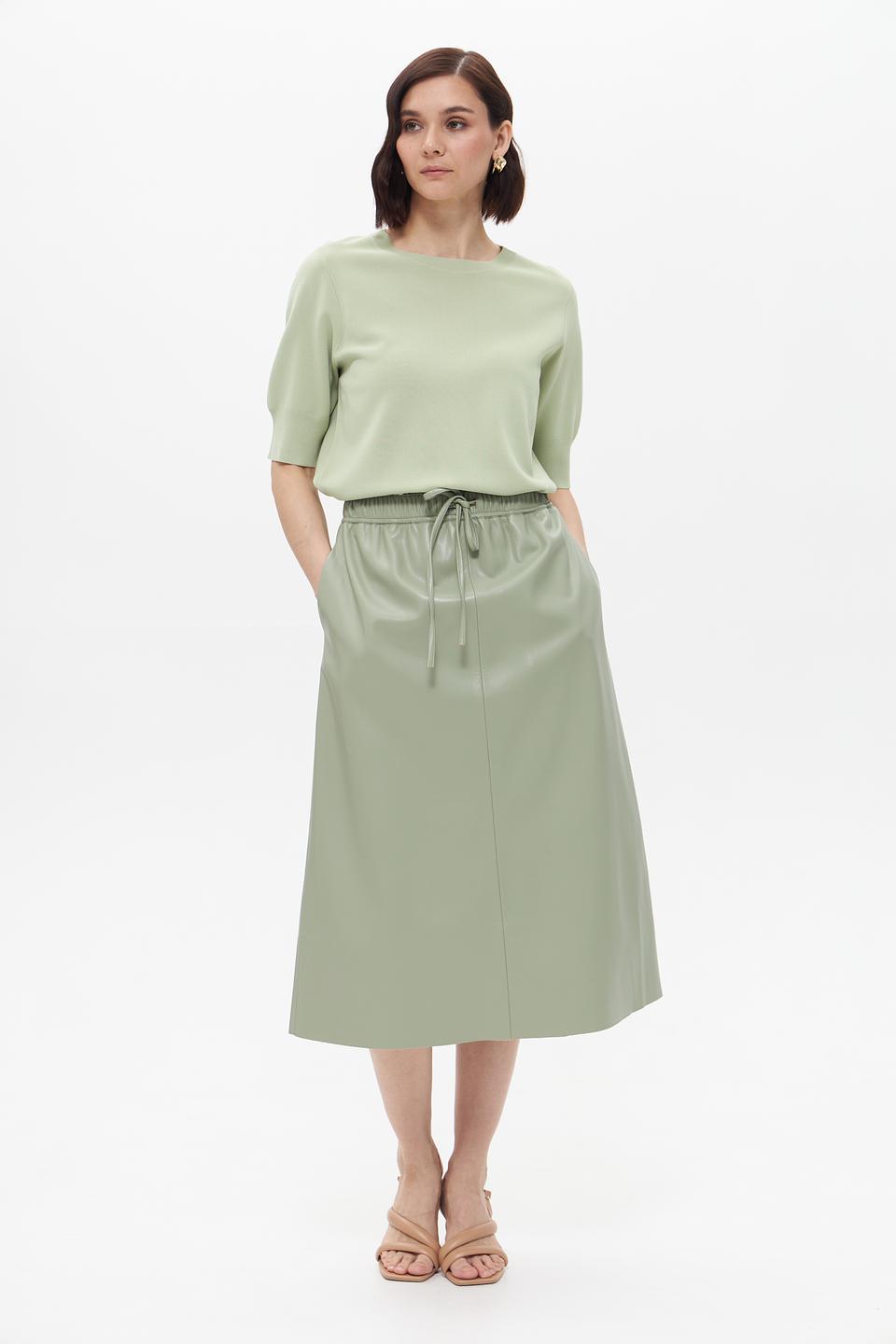 Юбка UNQ экокожа с завязками хаки