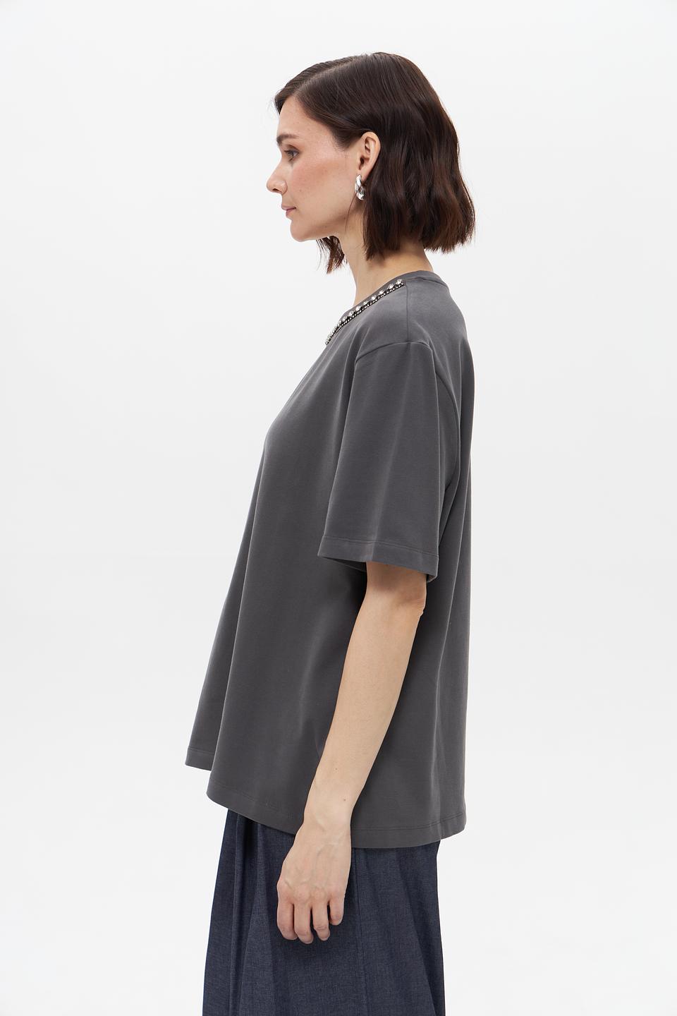 Футболка UNQ с цепью серая