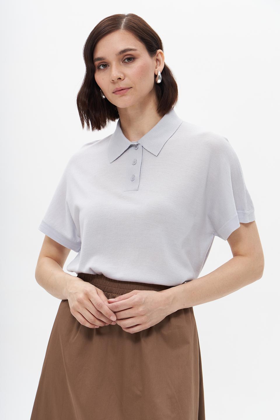 Пуловер-поло UNQ женский светло-серый