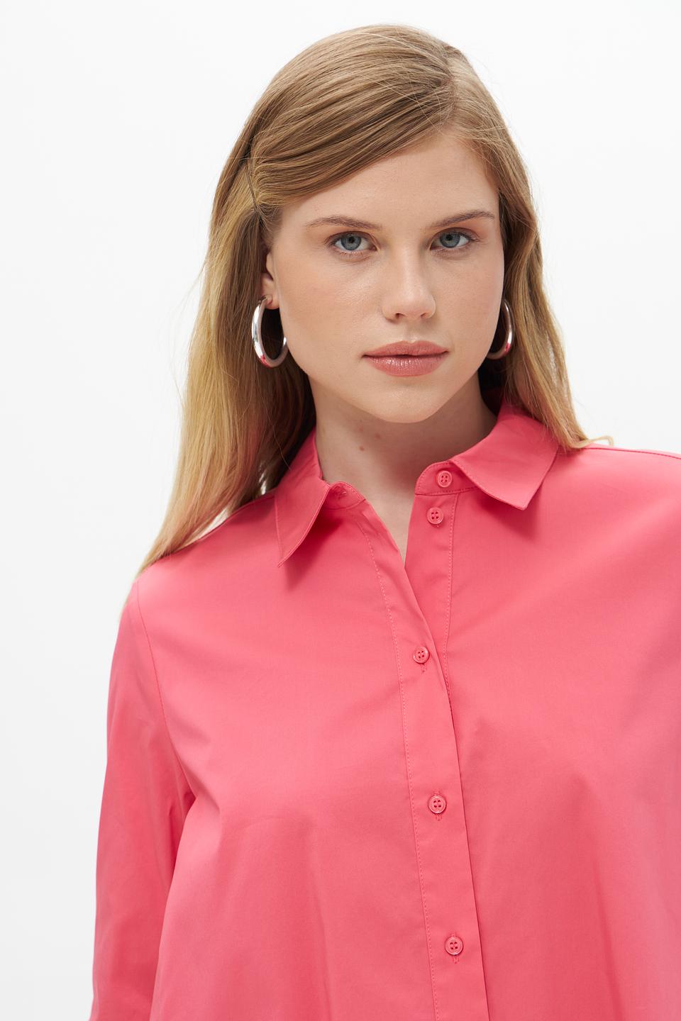 Розовая блуза Catnoir рубашечного кроя с рукавом 3/4