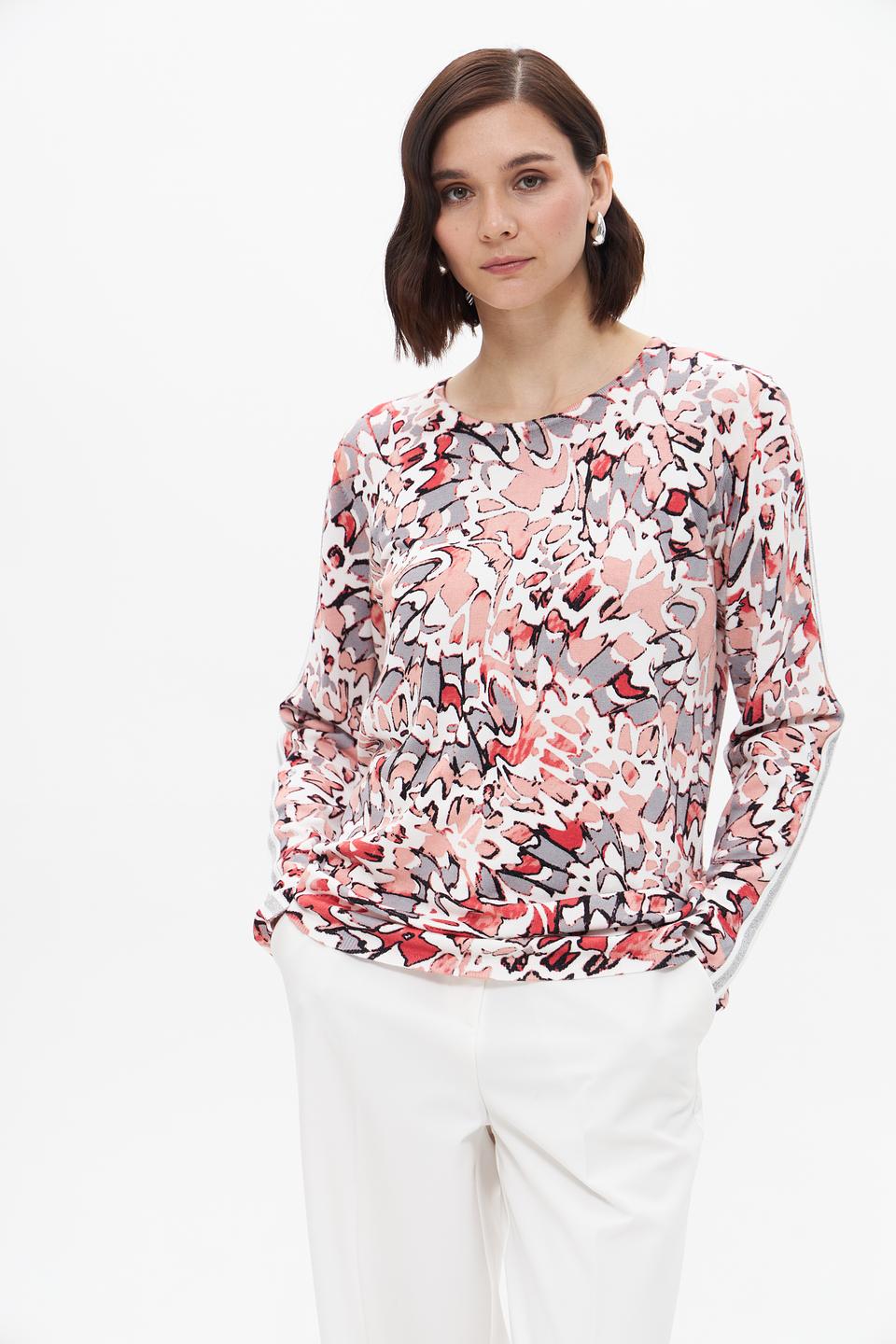 Пуловер Lebek с принтом и полосками