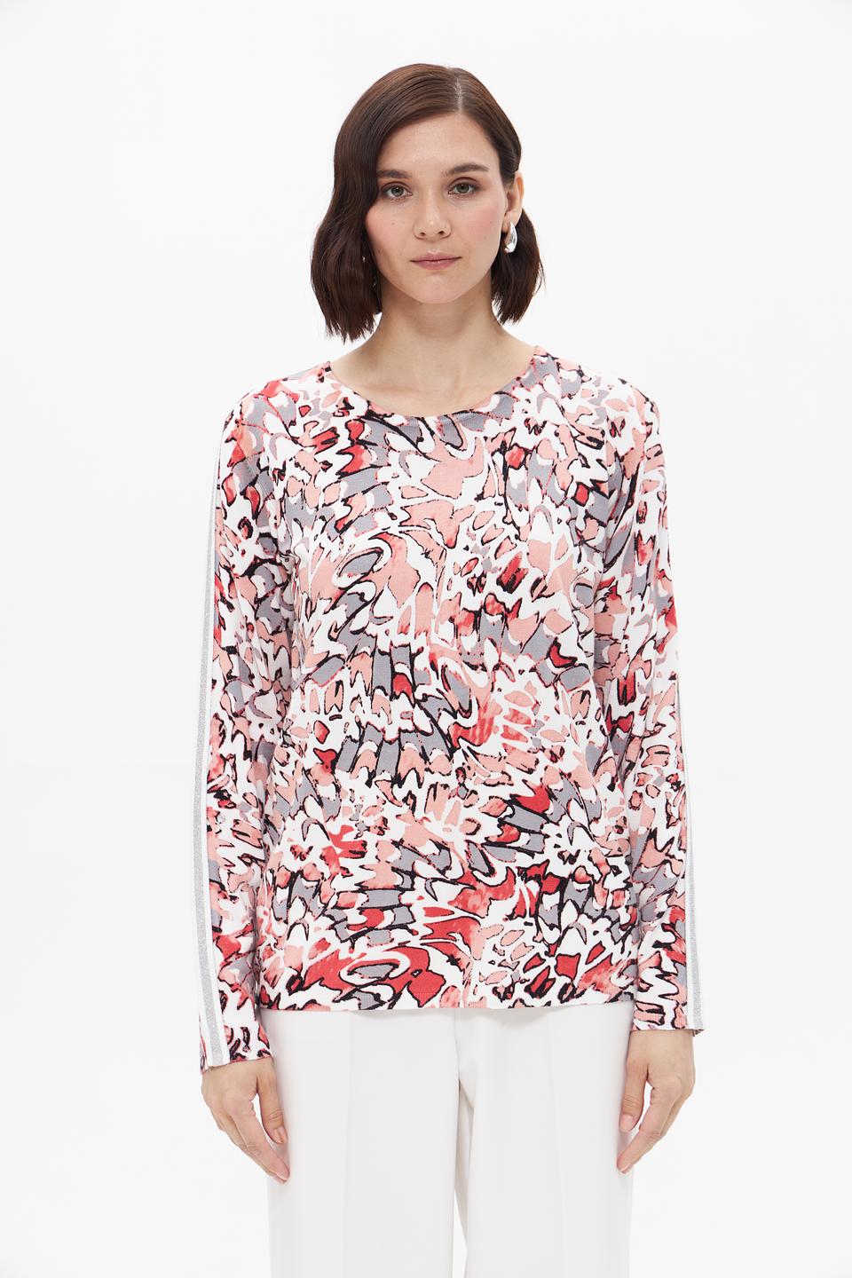 Пуловер Lebek с принтом и полосками