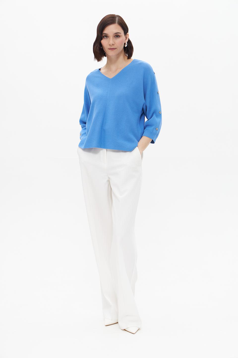 Пуловер Bianca с рукавами 3/4 голубой