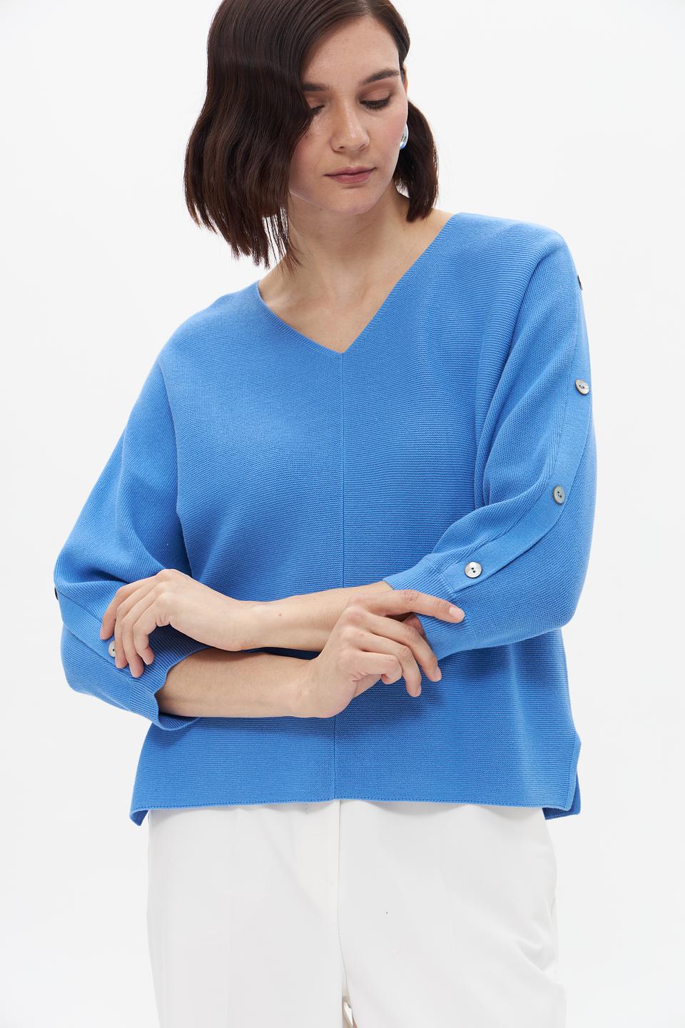 Пуловер Bianca с рукавами 3/4 голубой