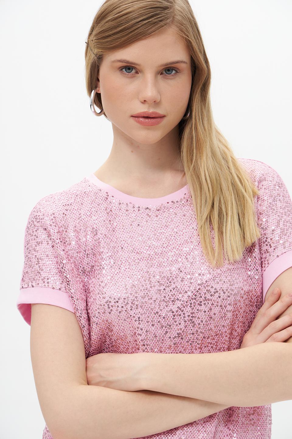 Футболка Rabe collection с пайетками розовый