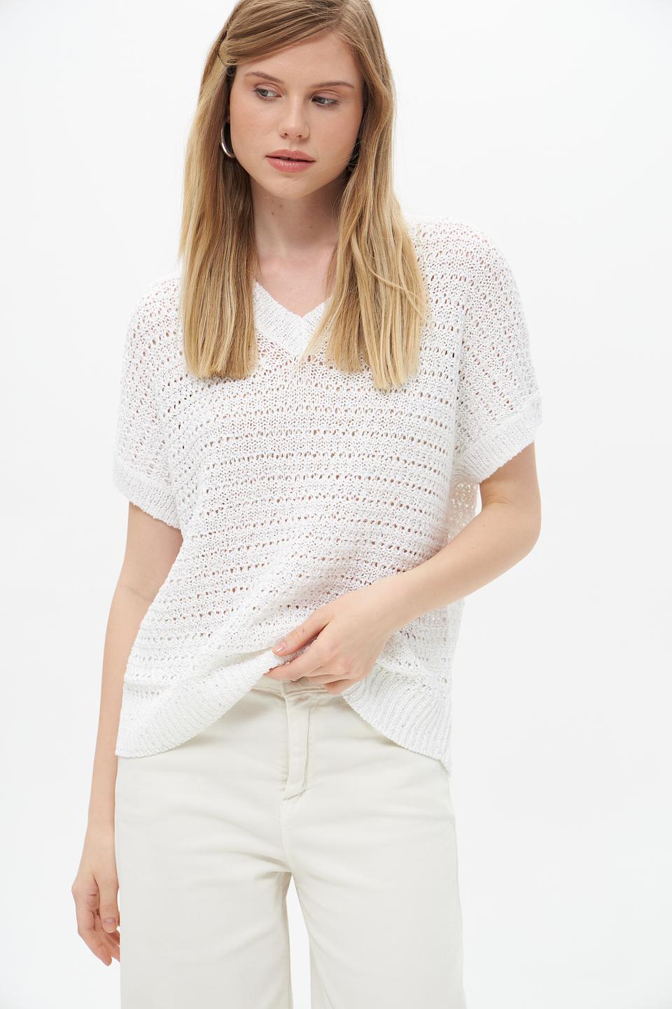 Пуловер Lecomte женский ажурный белый