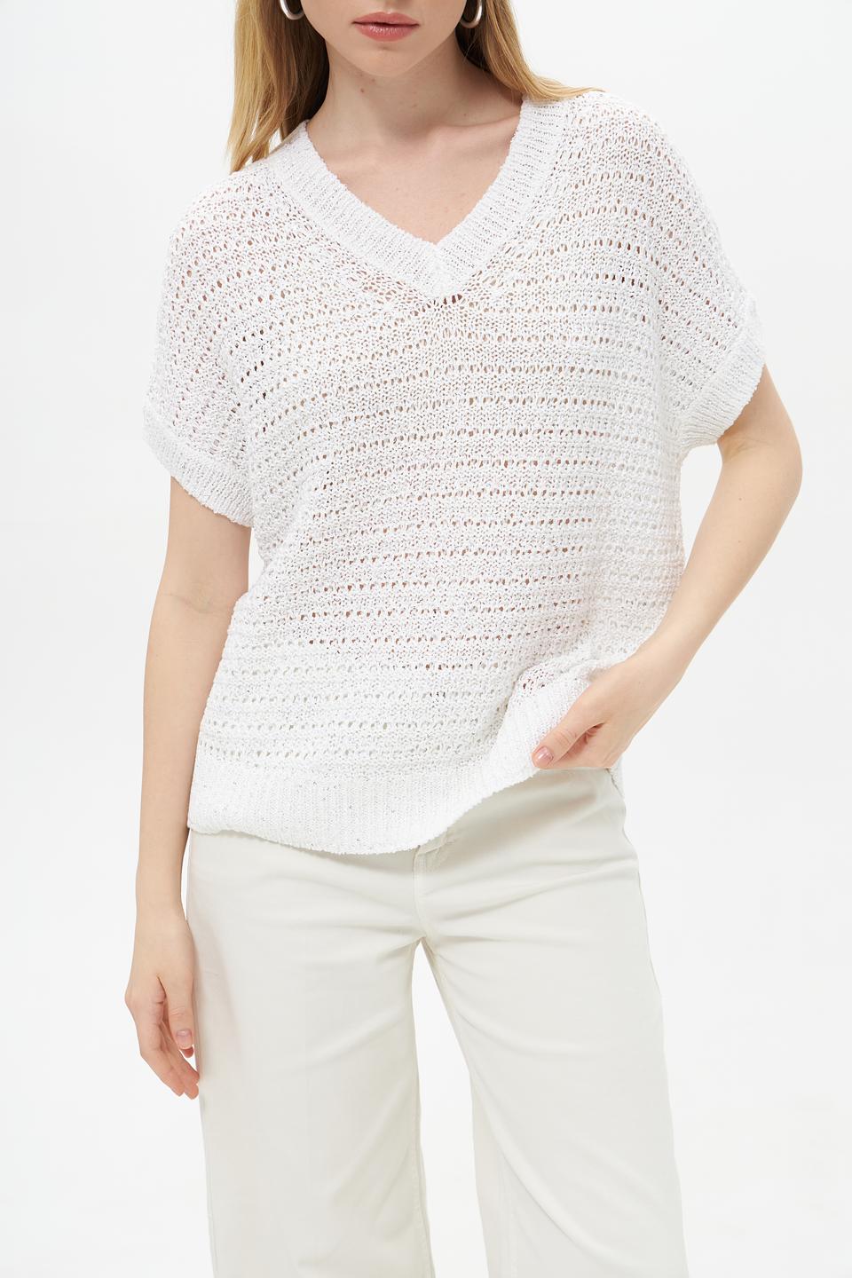 Пуловер Lecomte женский ажурный белый