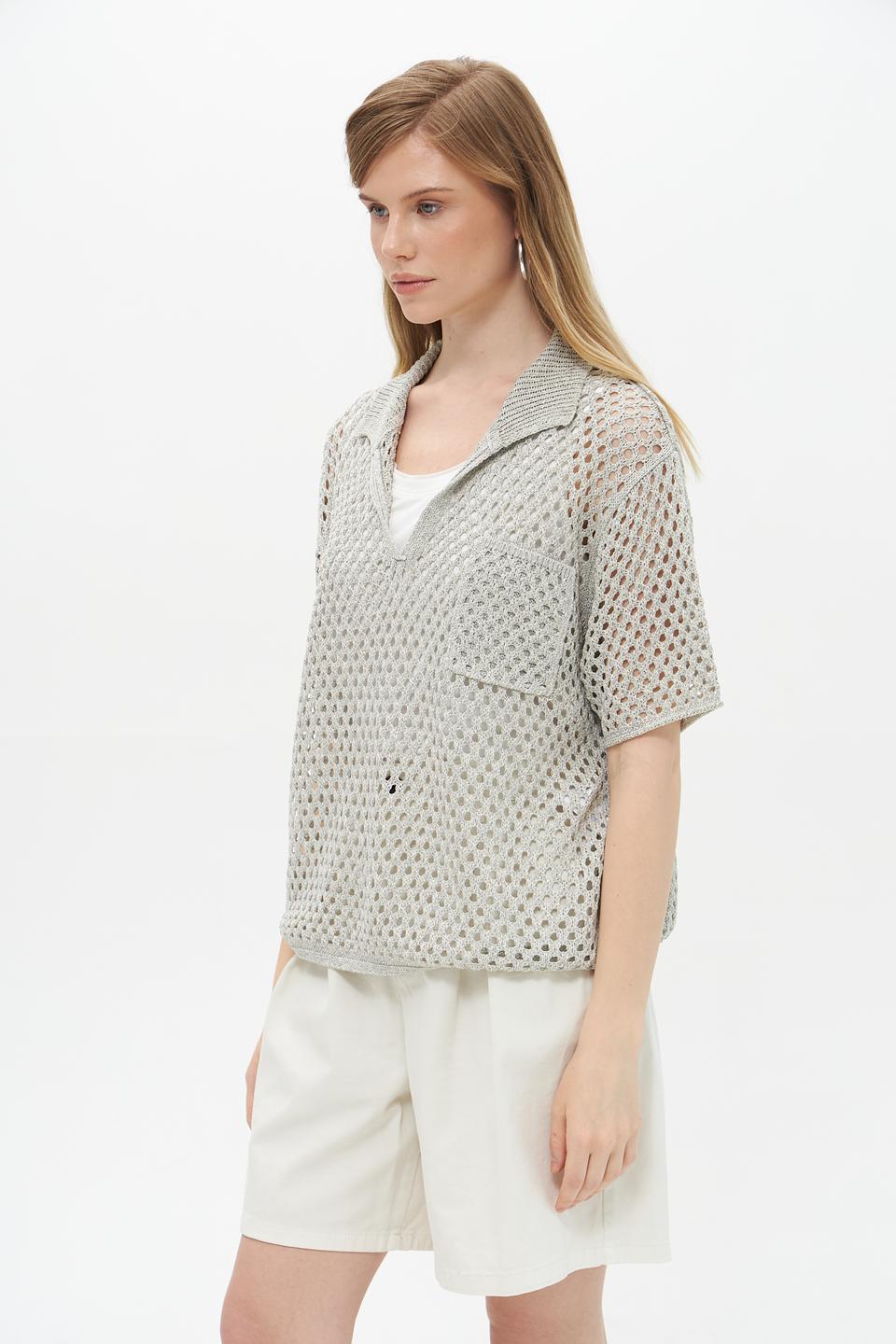 Пуловер Lecomte ажурный серый