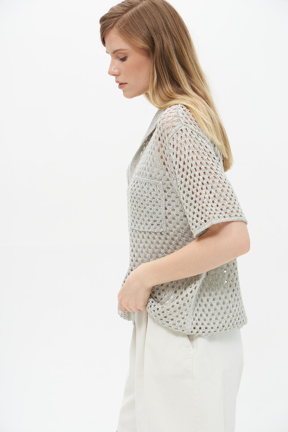 Пуловер Lecomte ажурный серый