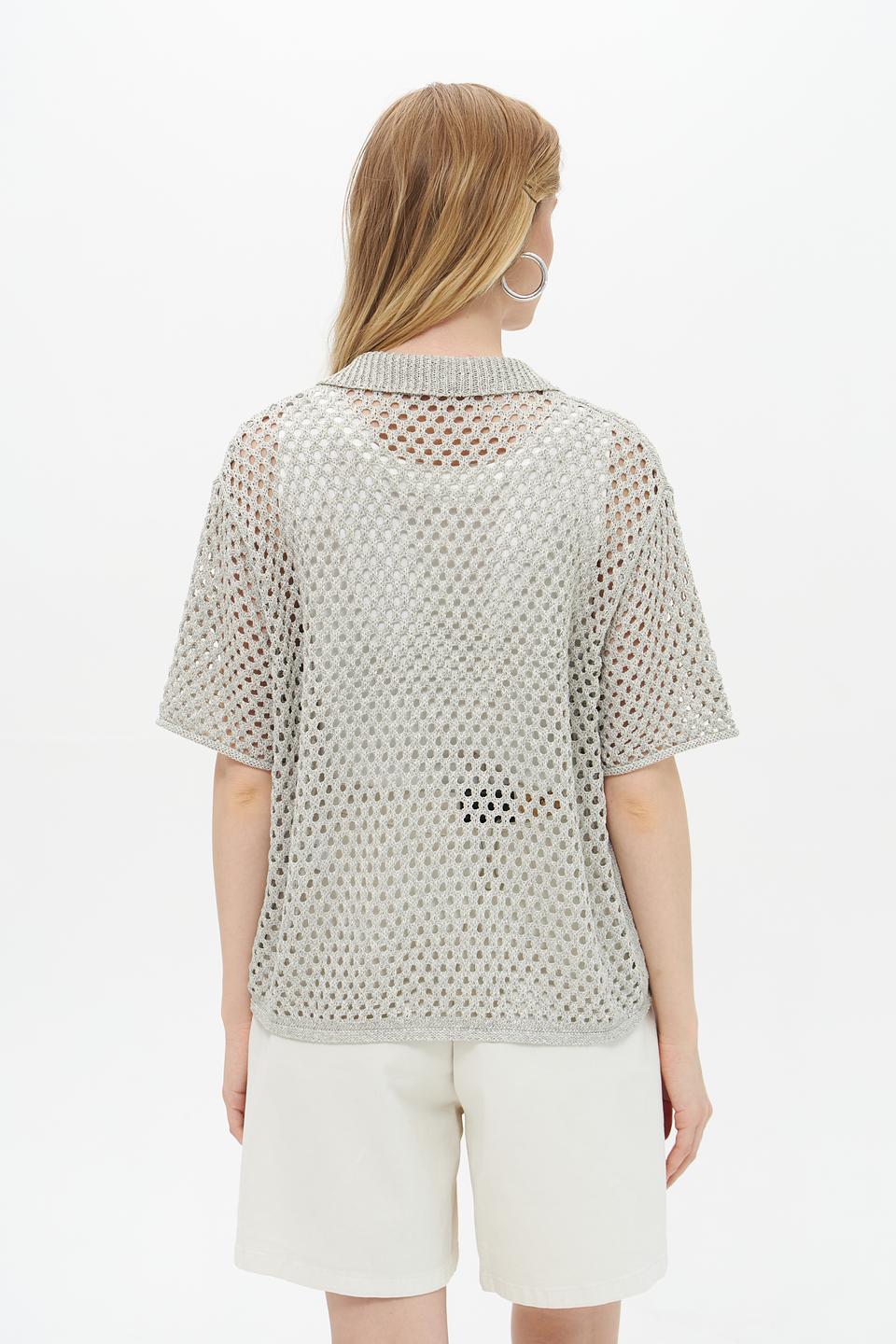 Пуловер Lecomte ажурный серый