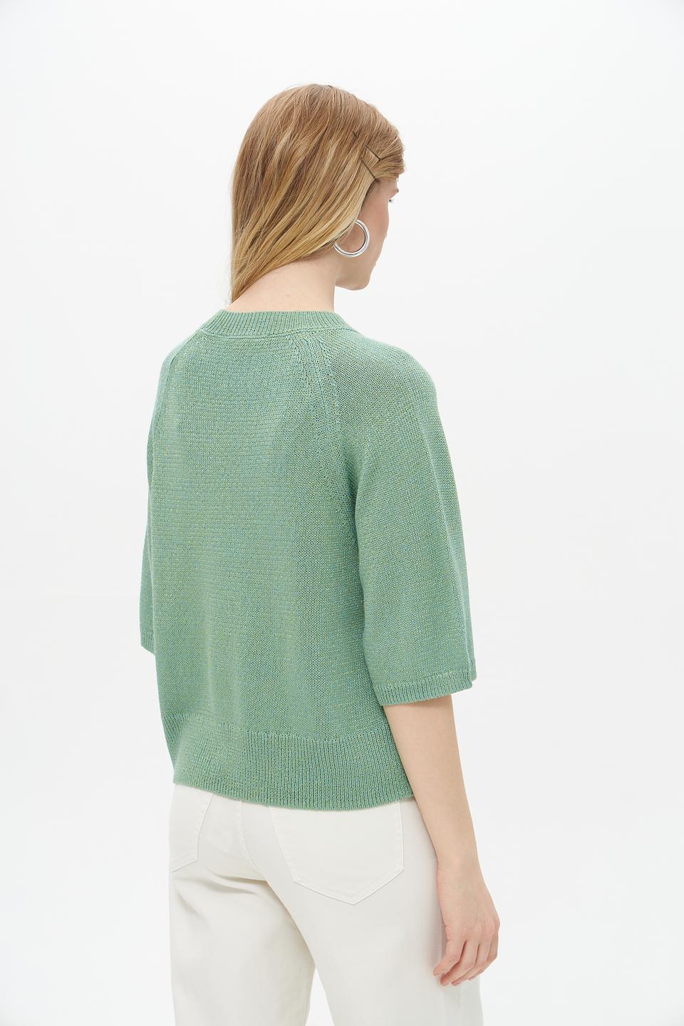 Пуловер Lecomte зелёный с 3/4 рукавом