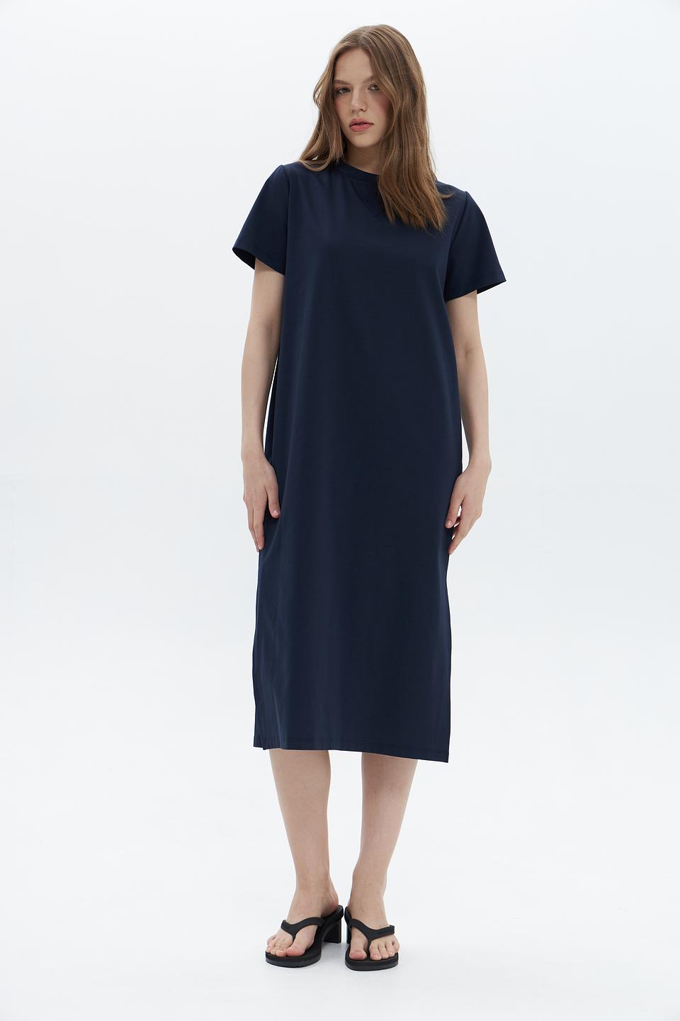 Платье Croche прямого кроя тёмно-синее