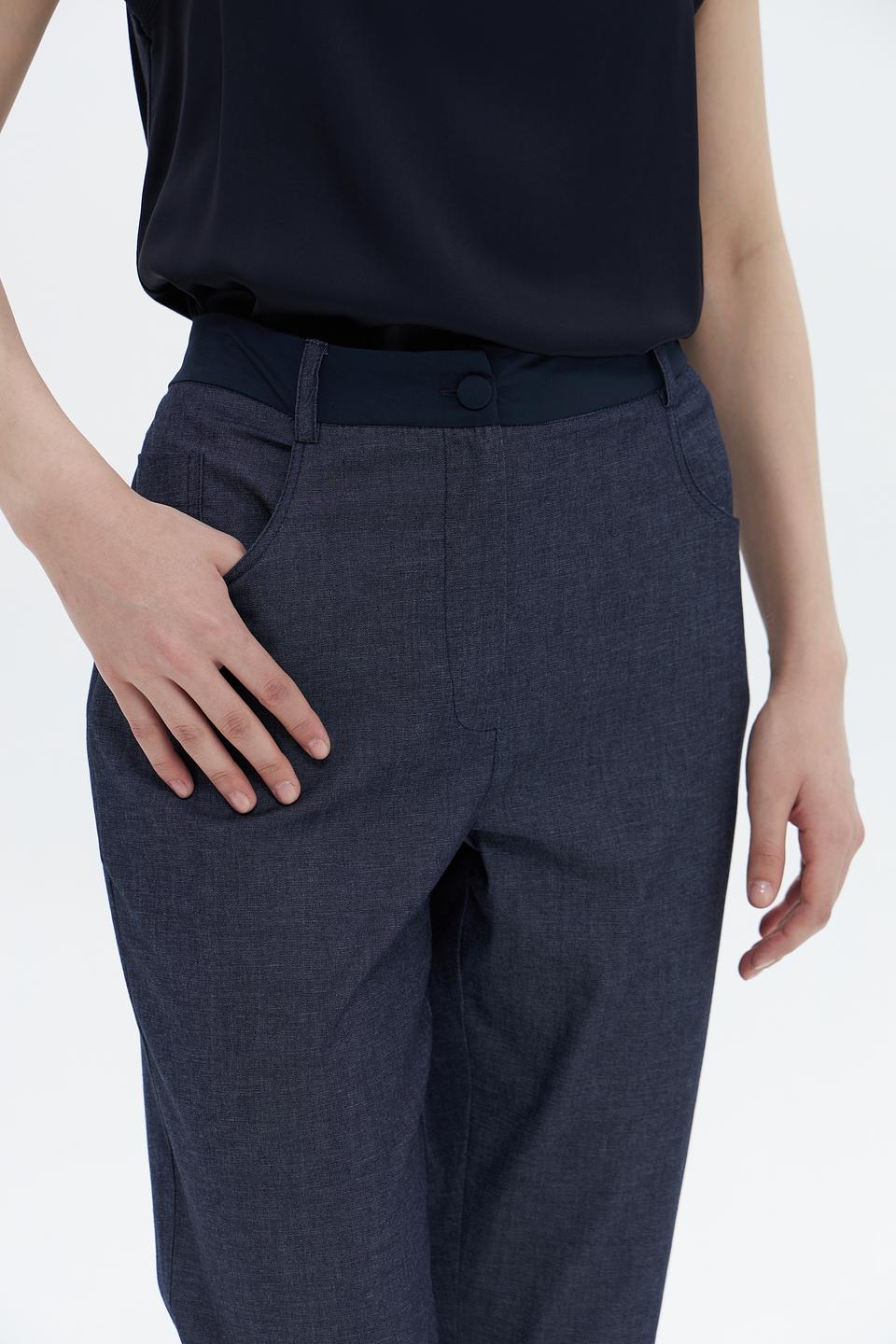 Брюки Croche прямые тёмно-синие