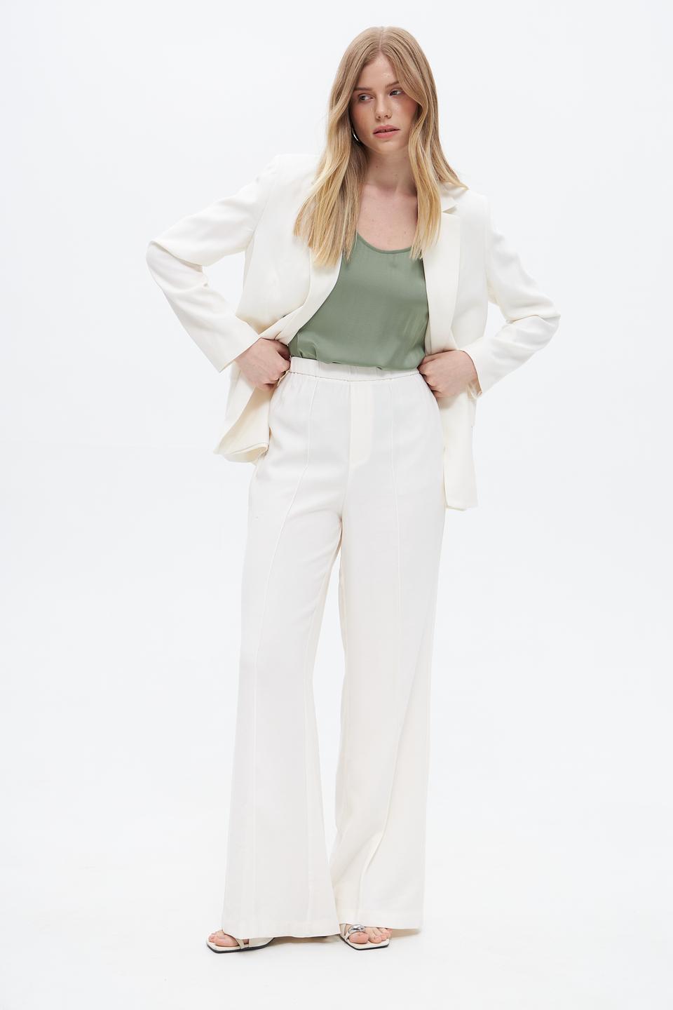 Брюки палаццо Oui молочные