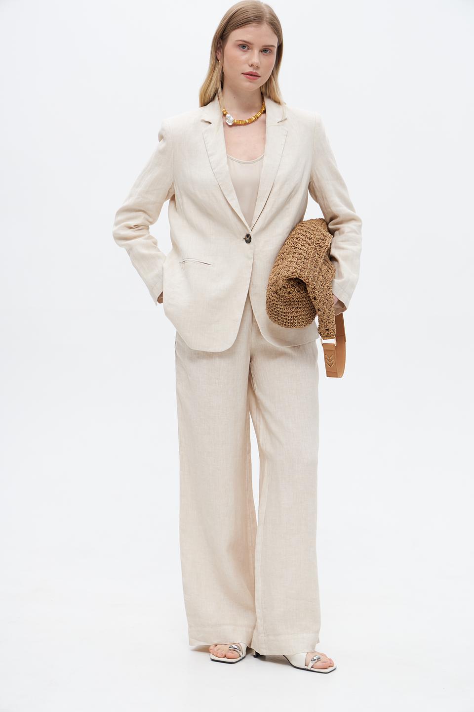 Брюки палаццо Oui бежевые