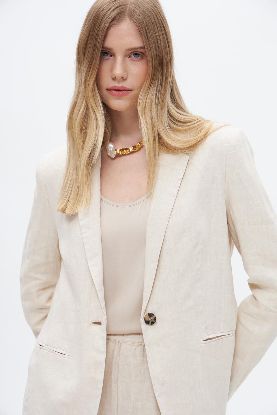 Жакет Oui льняной бежевый