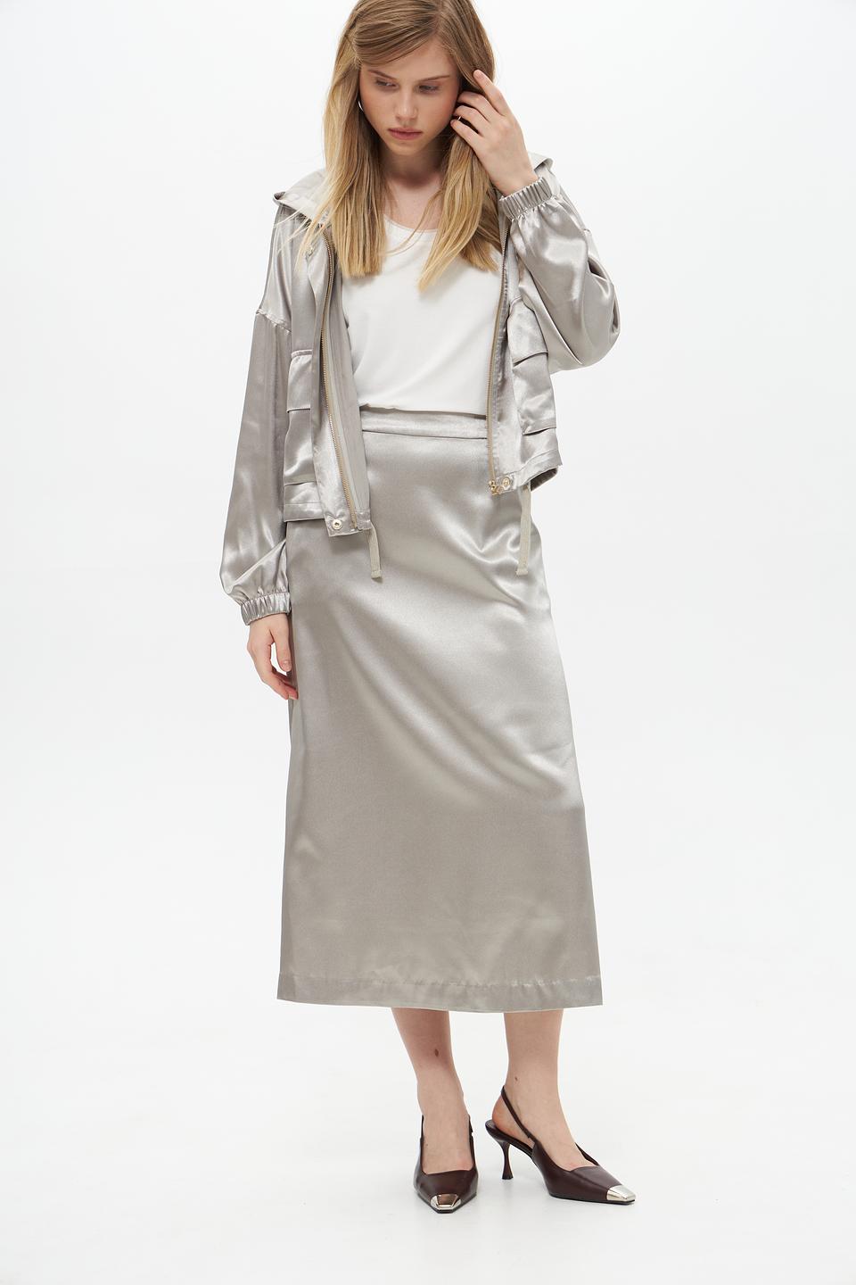 Юбка Lecomte атласная серая