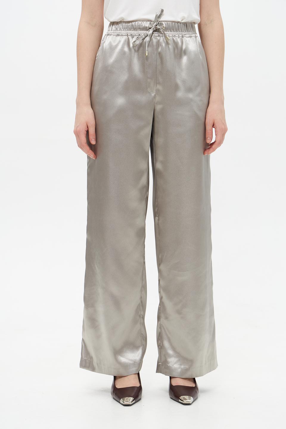 Брюки Lecomte атласные серые