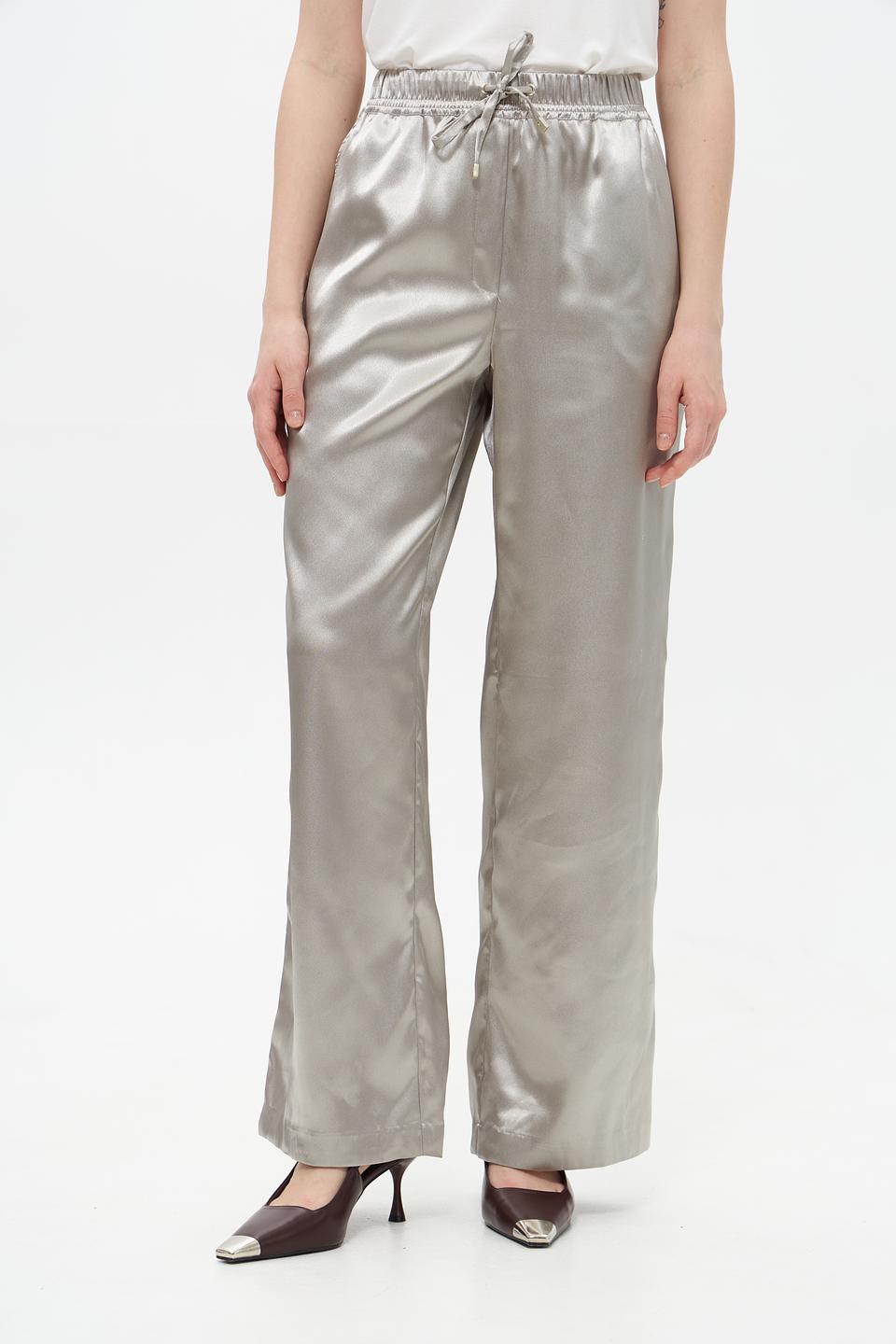 Брюки Lecomte атласные серые