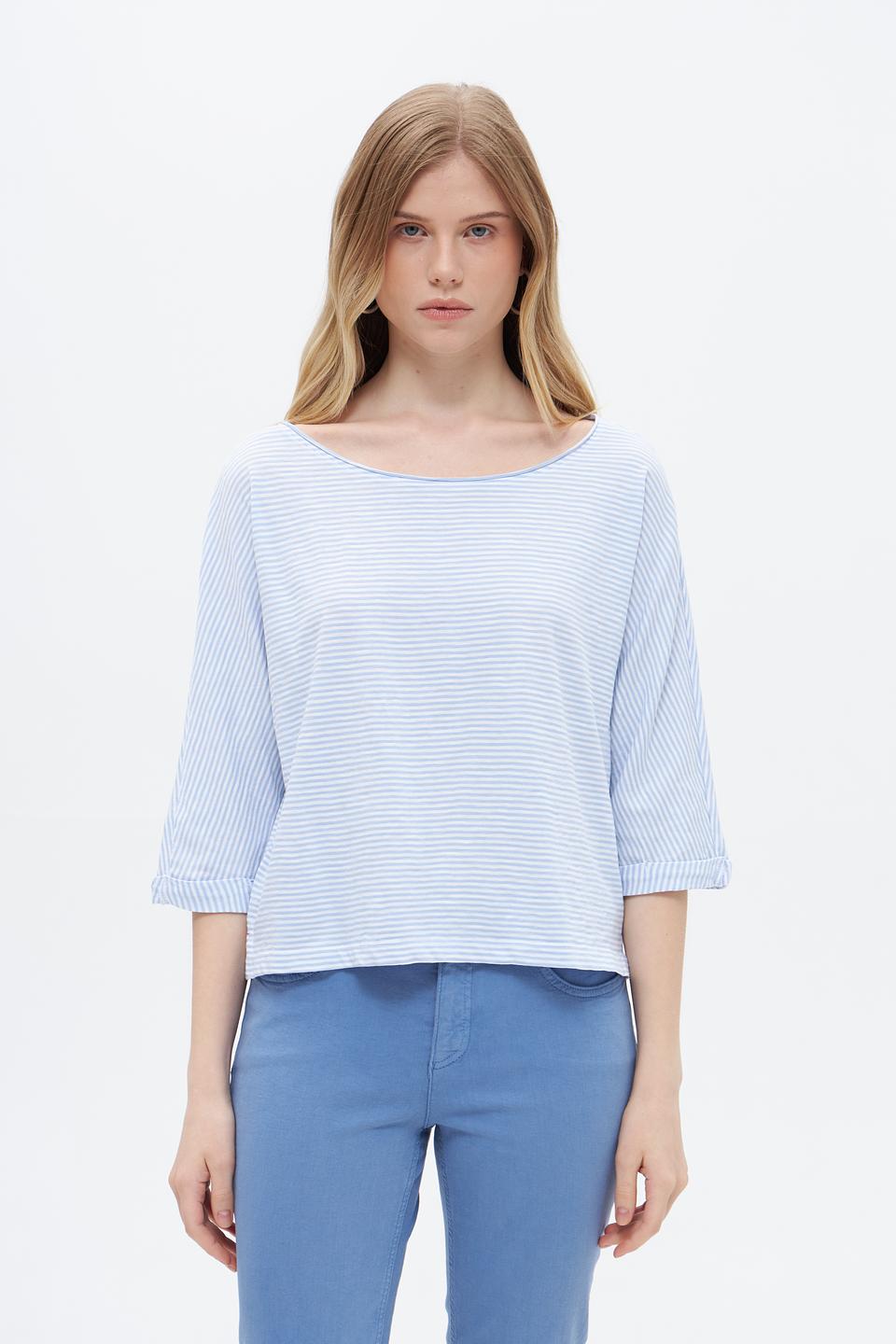 Футболка Oui в полоску голубую