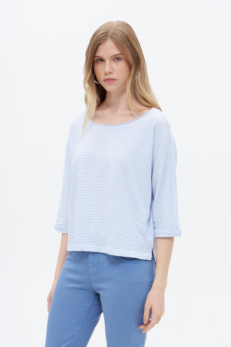 Футболка Oui в полоску голубую