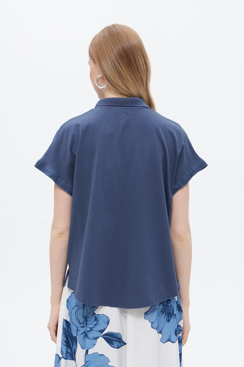 Блуза Oui из льна, синяя