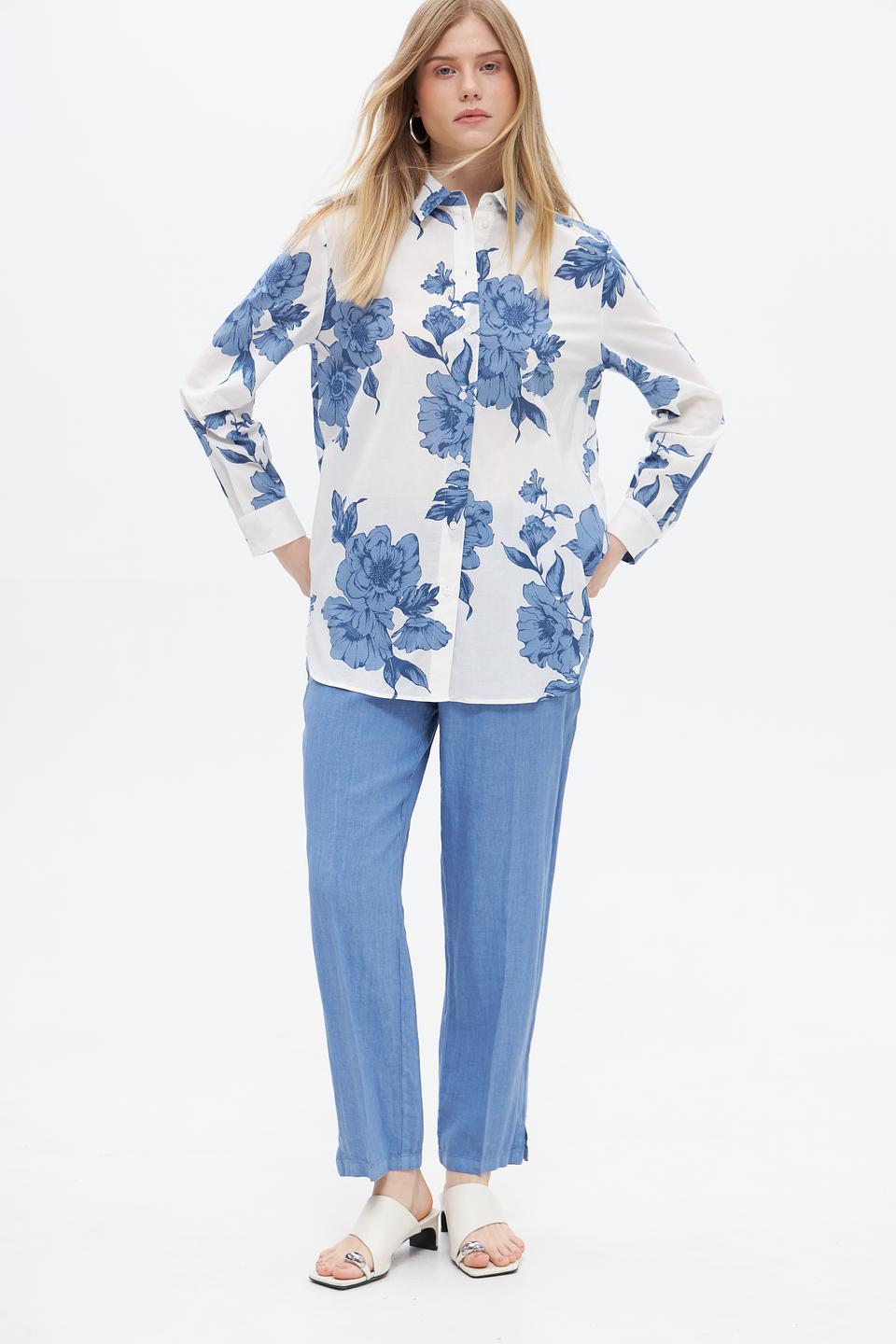 Капри Oui лен голубой