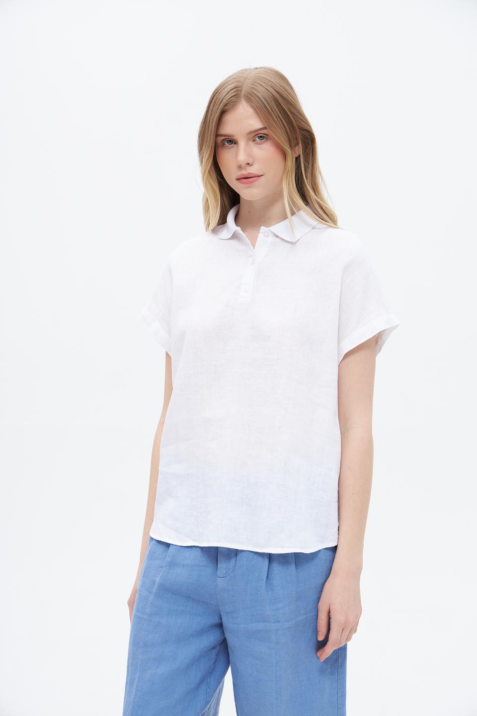 Блуза Oui с воротником-поло, белый