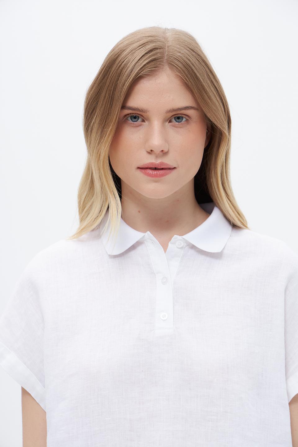 Блуза Oui с воротником-поло, белый