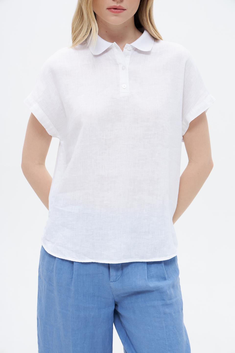 Блуза Oui с воротником-поло, белый
