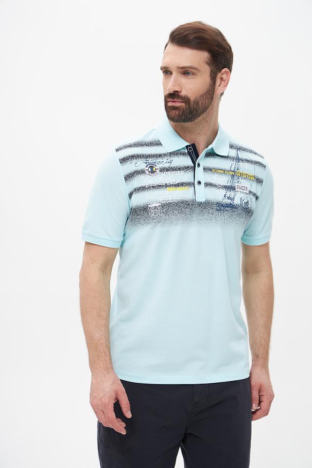 Поло Monte Carlo голубой с принтом