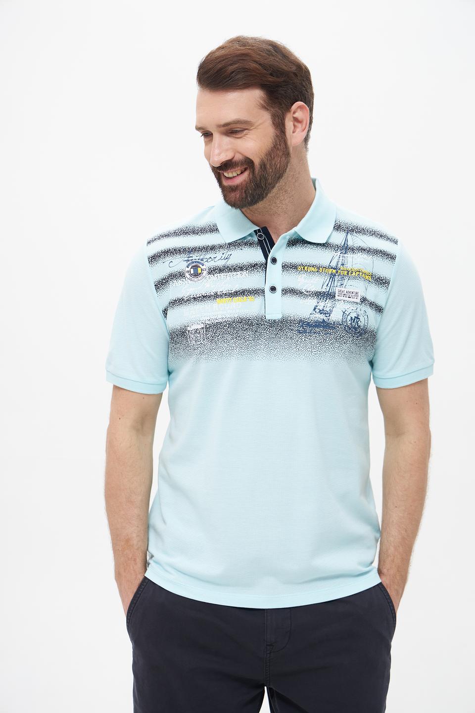 Поло Monte Carlo голубой с принтом