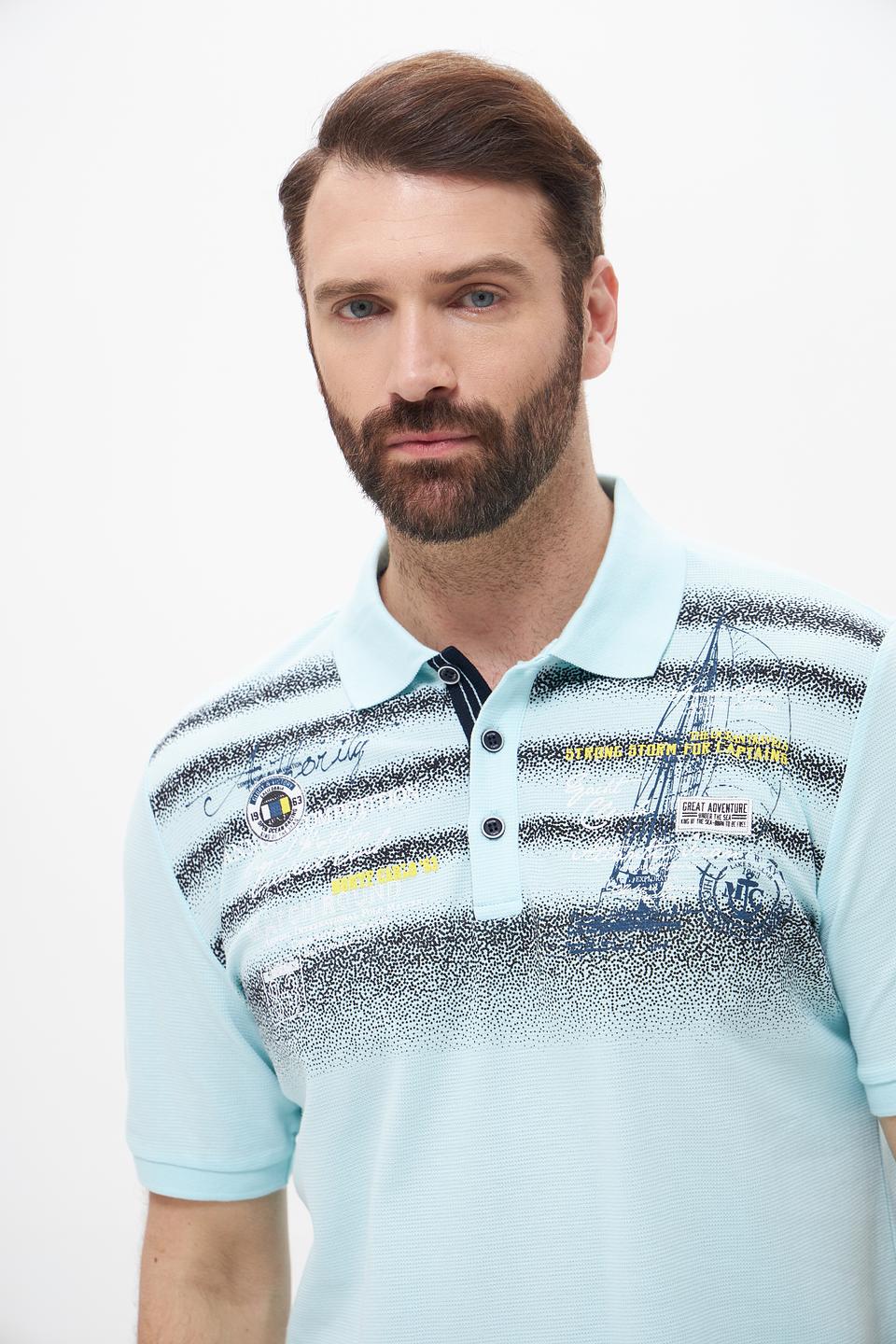 Поло Monte Carlo голубой с принтом