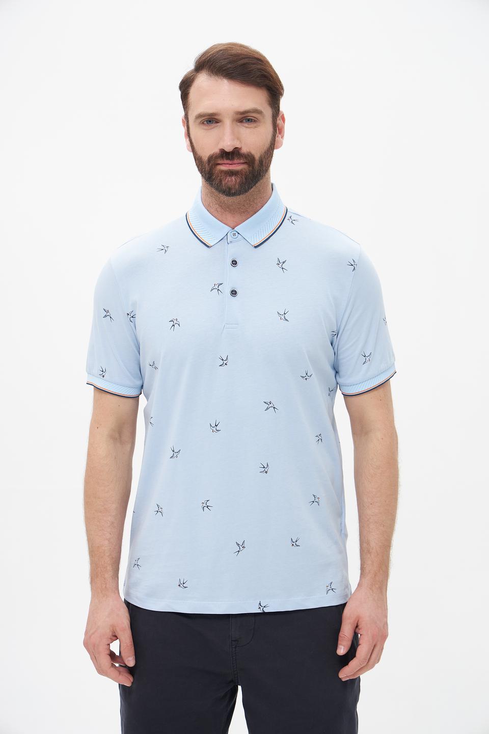 Поло Monte Carlo с принтом голубое