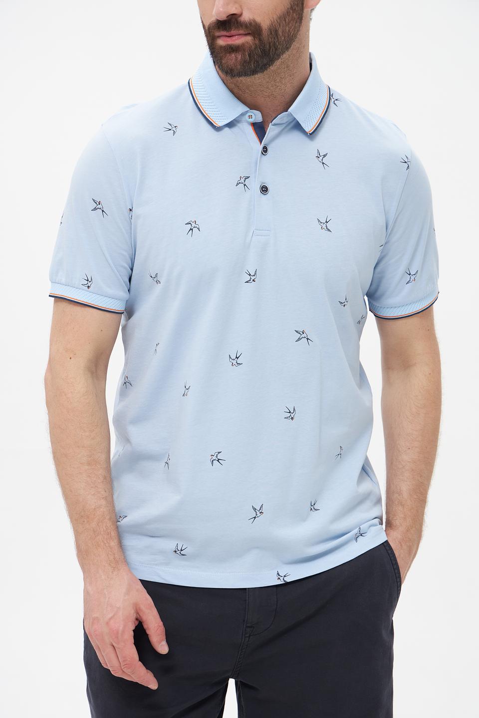 Поло Monte Carlo с принтом голубое