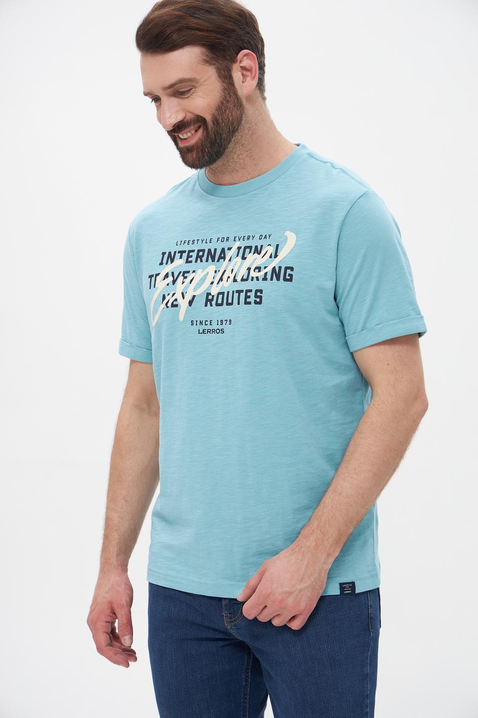 Футболка Lerros бирюзовая с принтом