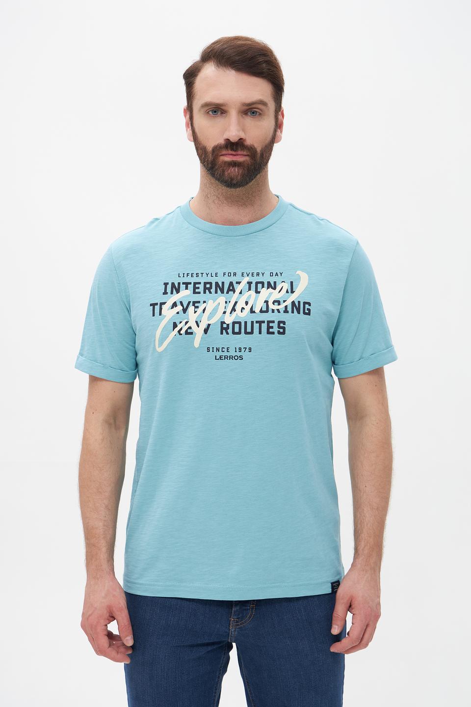Футболка Lerros бирюзовая с принтом